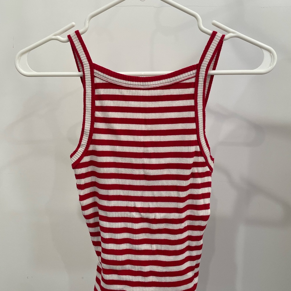 Red and White Striped Tank Top